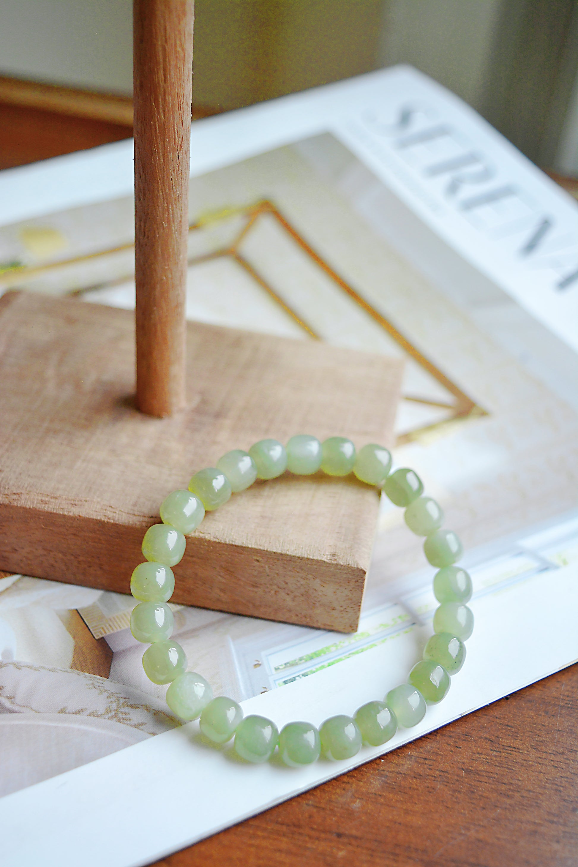 Dreamlike Mist | Hetian Jade Gradient Bead Bracelet