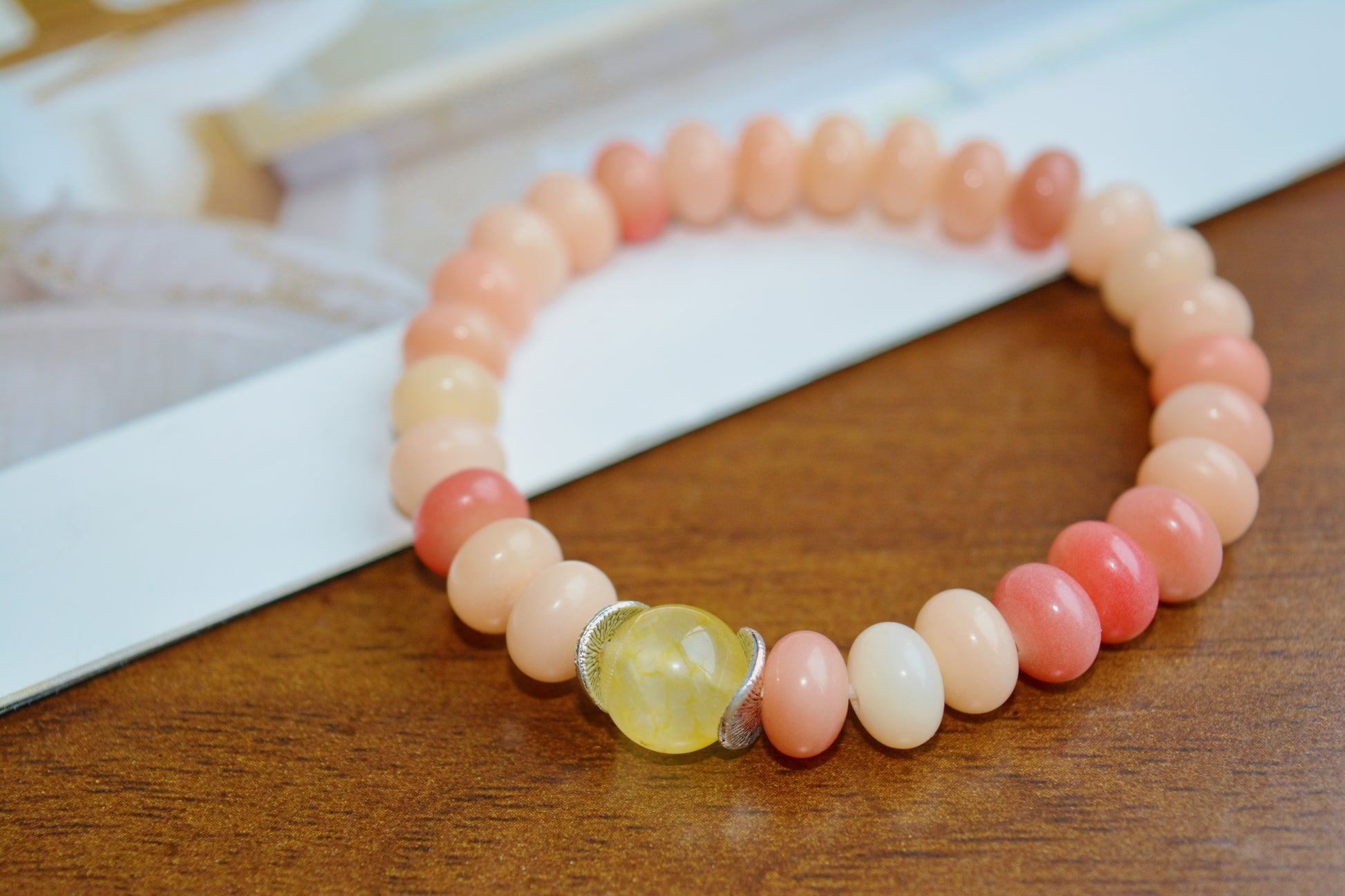Dawn’s Glow | Pink Bodhi Stone & Citrine Bead Bracelet