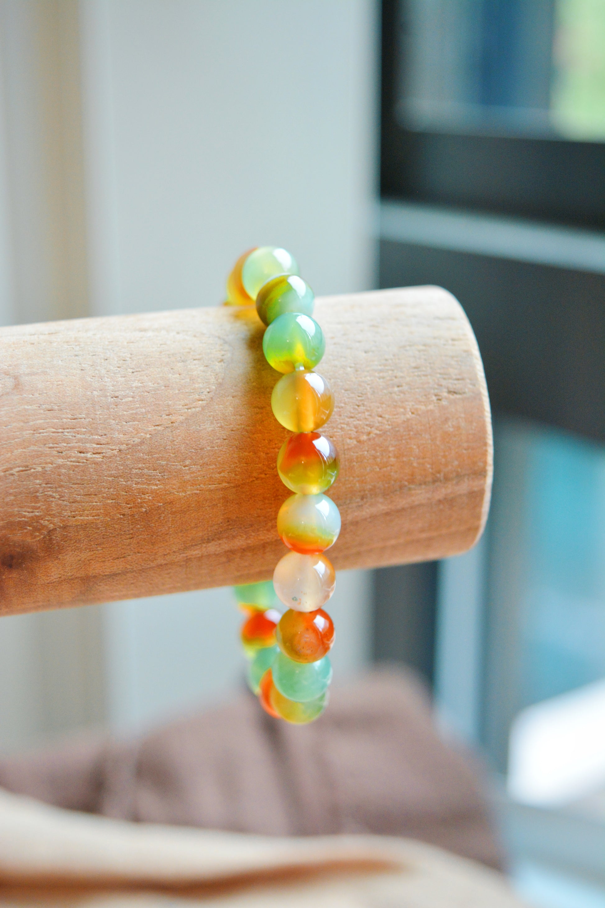 Dancing Light | Peacock Agate Round Bead Bracelet