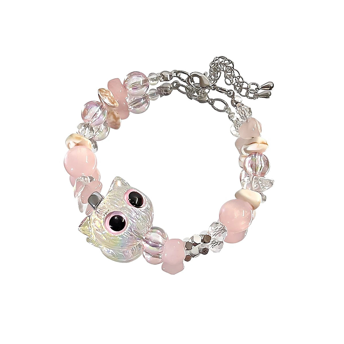 Stardust Whiskers｜Pastel Pink Cat Charm Bracelet