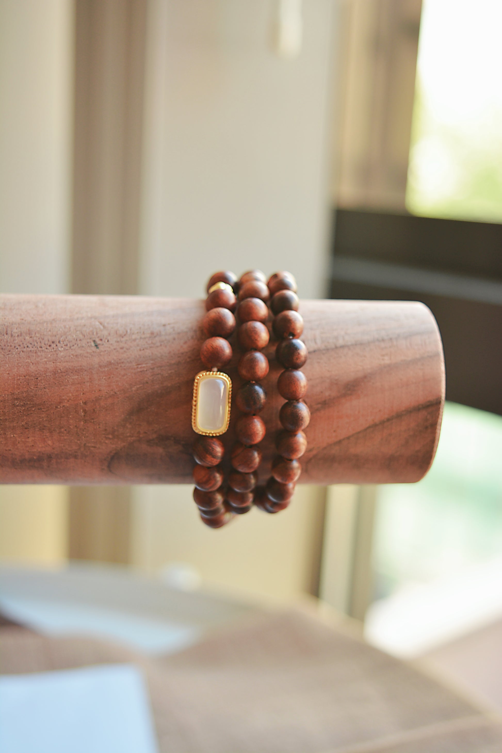 Woodlight Serenity | Double Wrap Rosewood & Goldstone Bracelet
