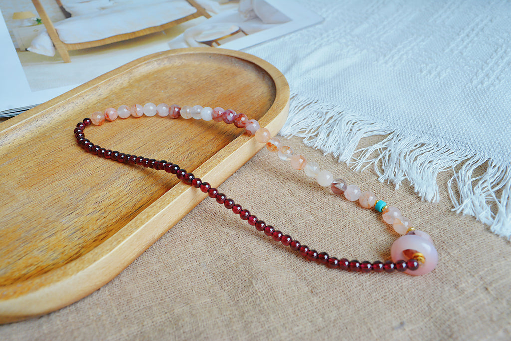 Putuo Garnet & Strawberry Quartz Double Wrap Bracelet