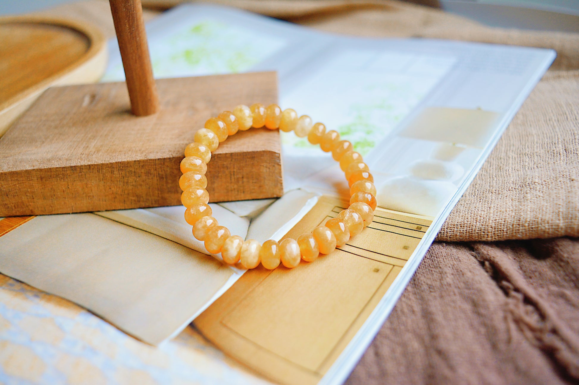 Whispers of Dawn | Yellow Jade Abacus Bead Bracelet