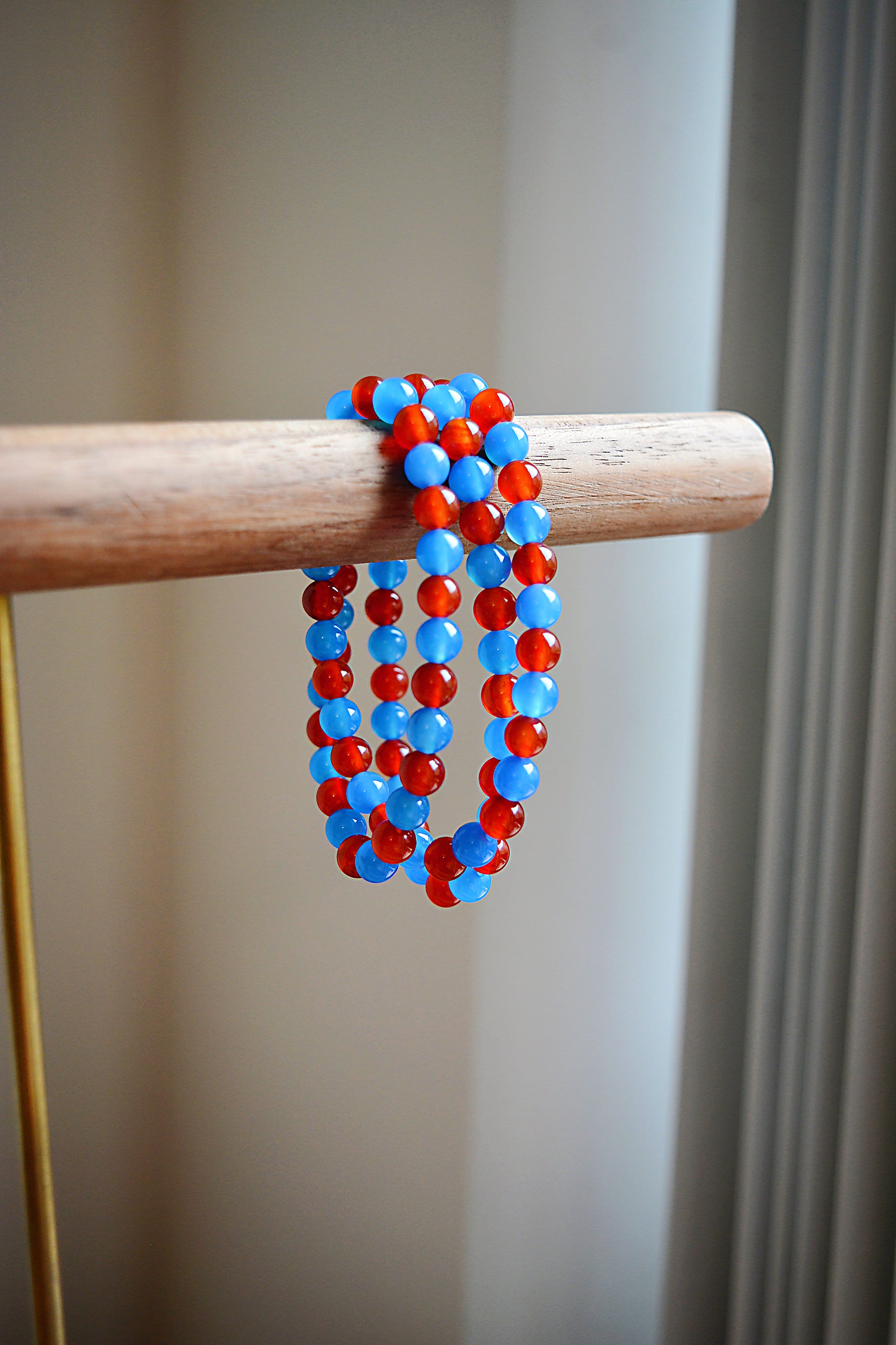 Flame & Frost｜Red and Blue Agate Necklace