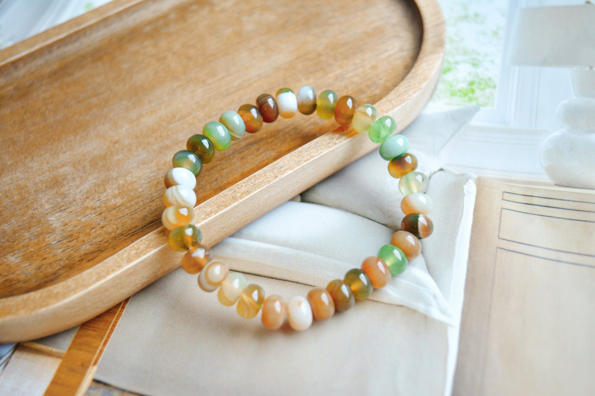 Whispers of the Grove | Green Agate Energy Beaded Bracelet