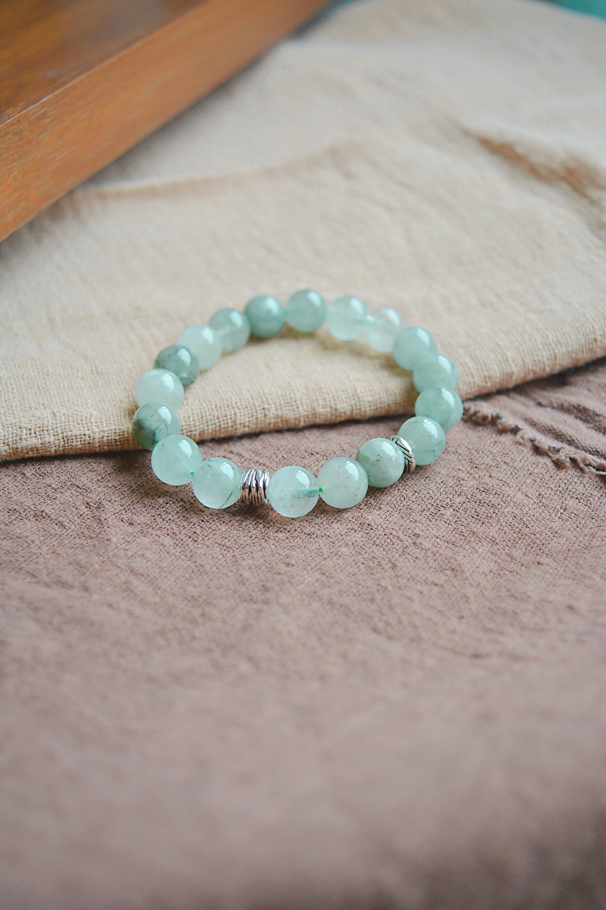 Green Whisper | 10mm Green Rutilated Quartz Bracelet
