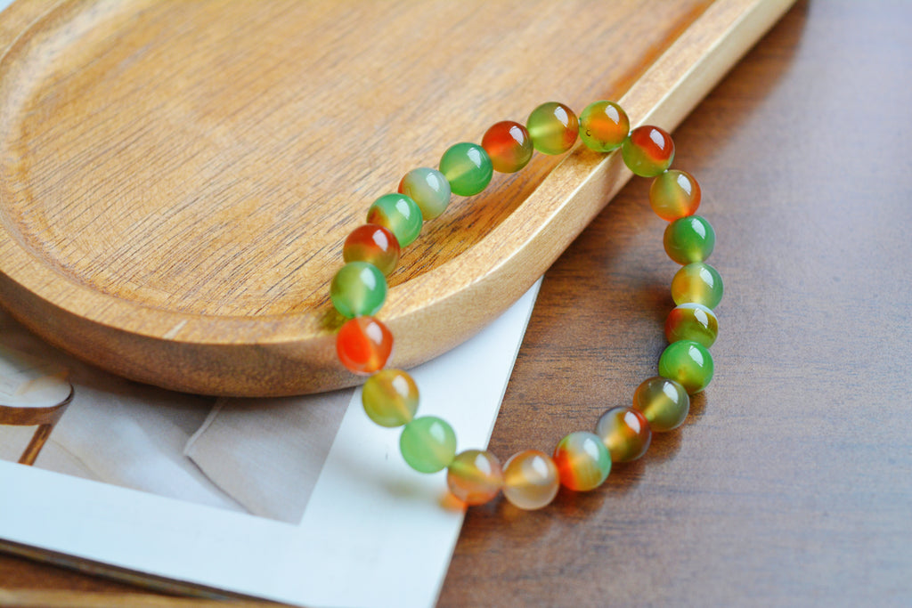 Dancing Light | Peacock Agate Round Bead Bracelet