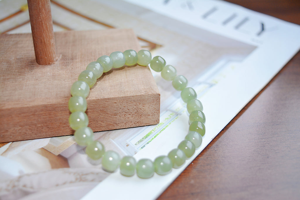 Dreamlike Mist | Hetian Jade Gradient Bead Bracelet