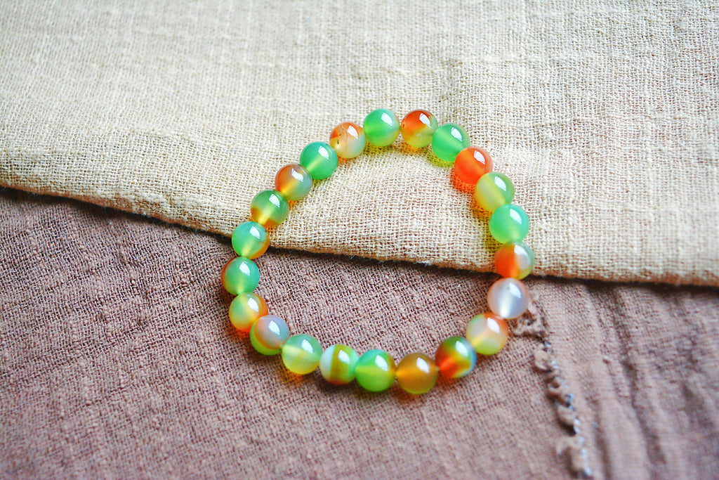 Dancing Light | Peacock Agate Round Bead Bracelet