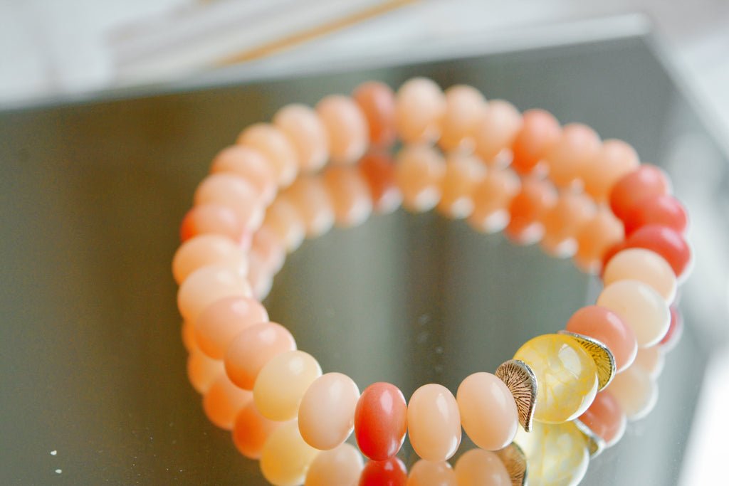 Dawn’s Glow | Pink Bodhi Stone & Citrine Bead Bracelet