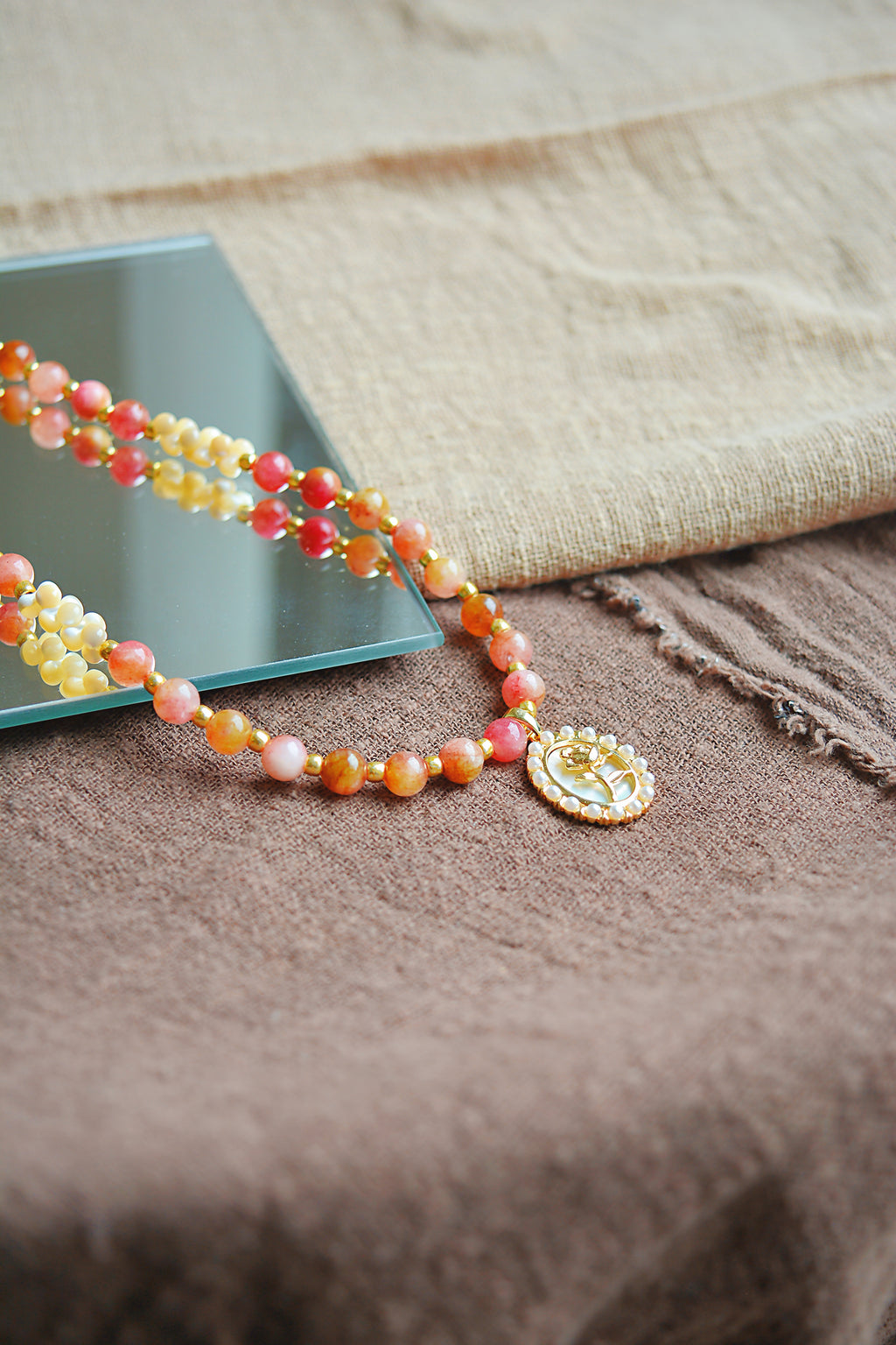 Rosy Reverie | Gemstone & Mother-of-Pearl Pendant Necklace