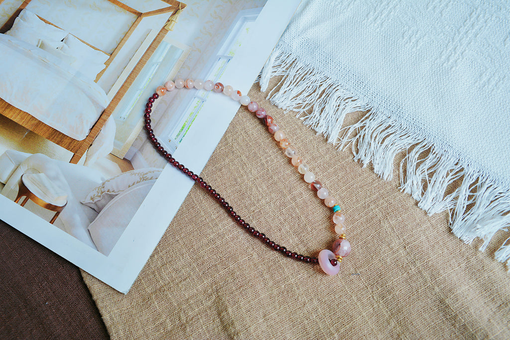 Putuo Garnet & Strawberry Quartz Double Wrap Bracelet
