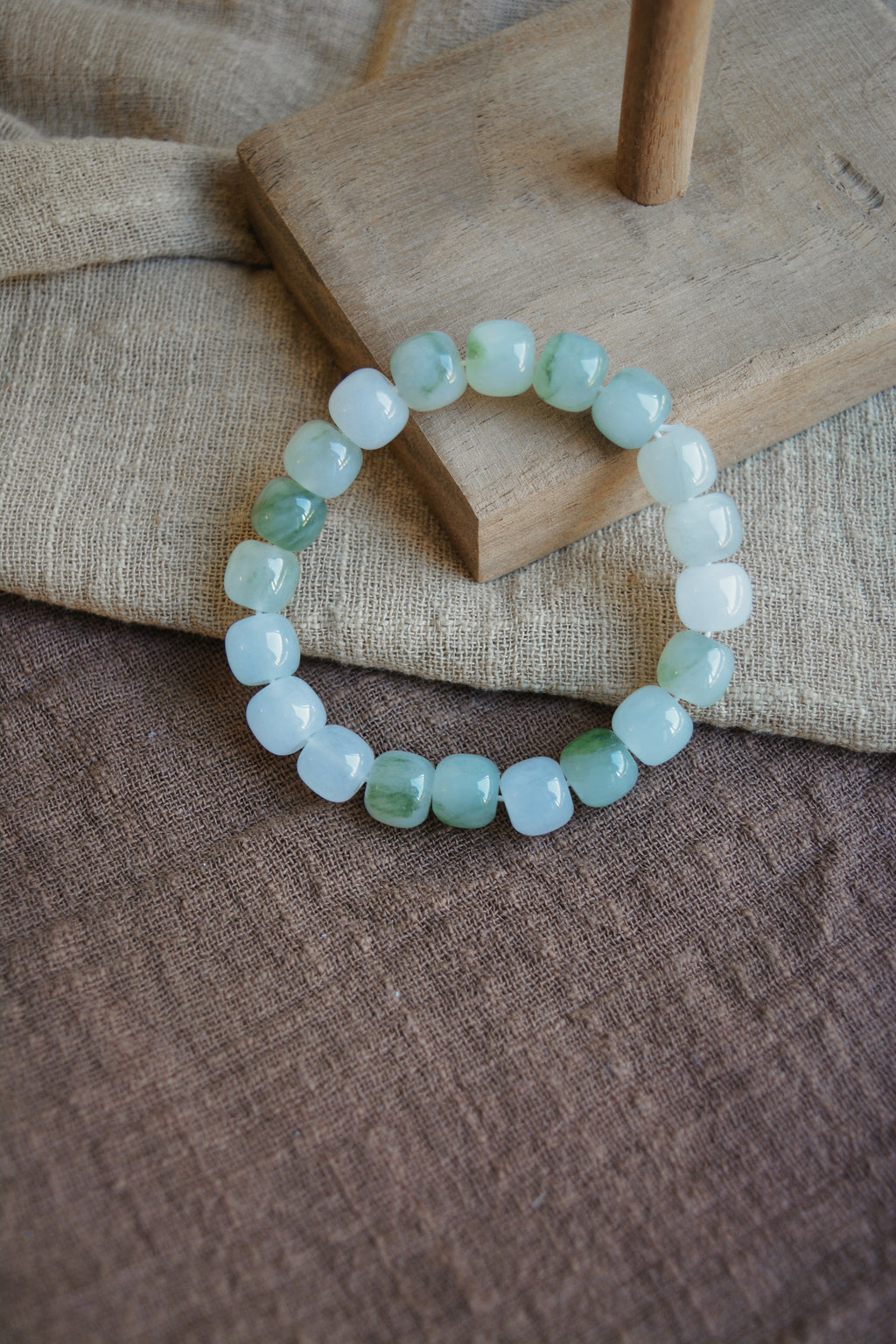 Mist & Still | White Jade & Pale Green Beaded Bracelet