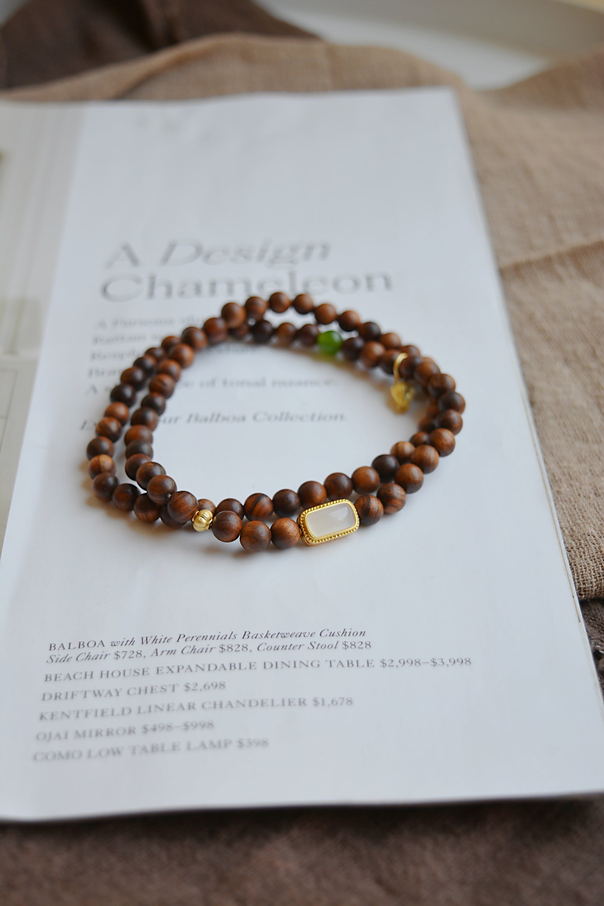 Woodlight Serenity | Double Wrap Rosewood & Goldstone Bracelet