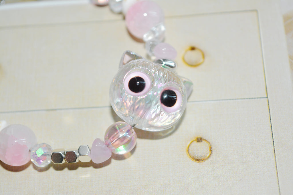 Stardust Whiskers｜Pastel Pink Cat Charm Bracelet
