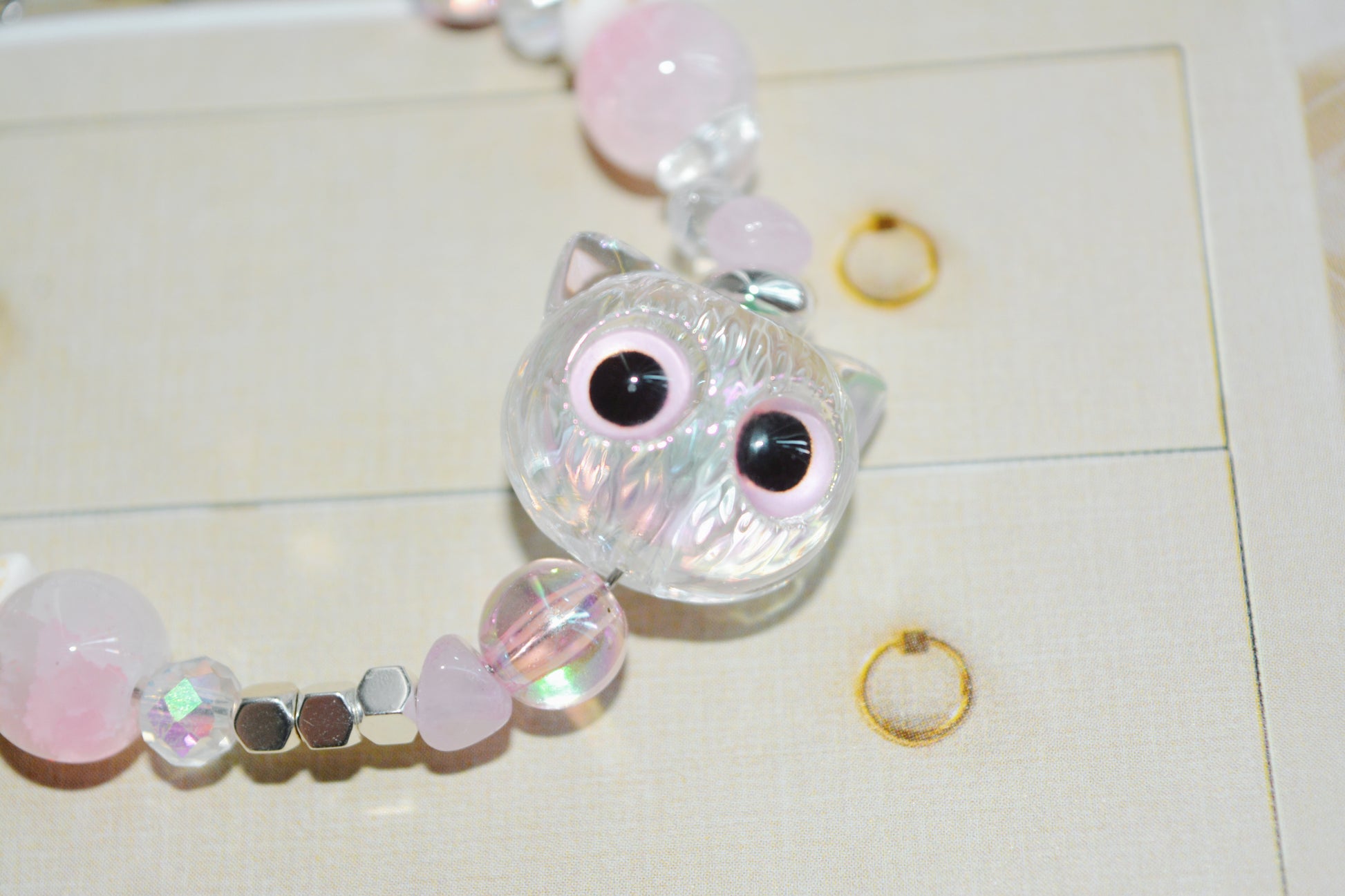 Stardust Whiskers｜Pastel Pink Cat Charm Bracelet