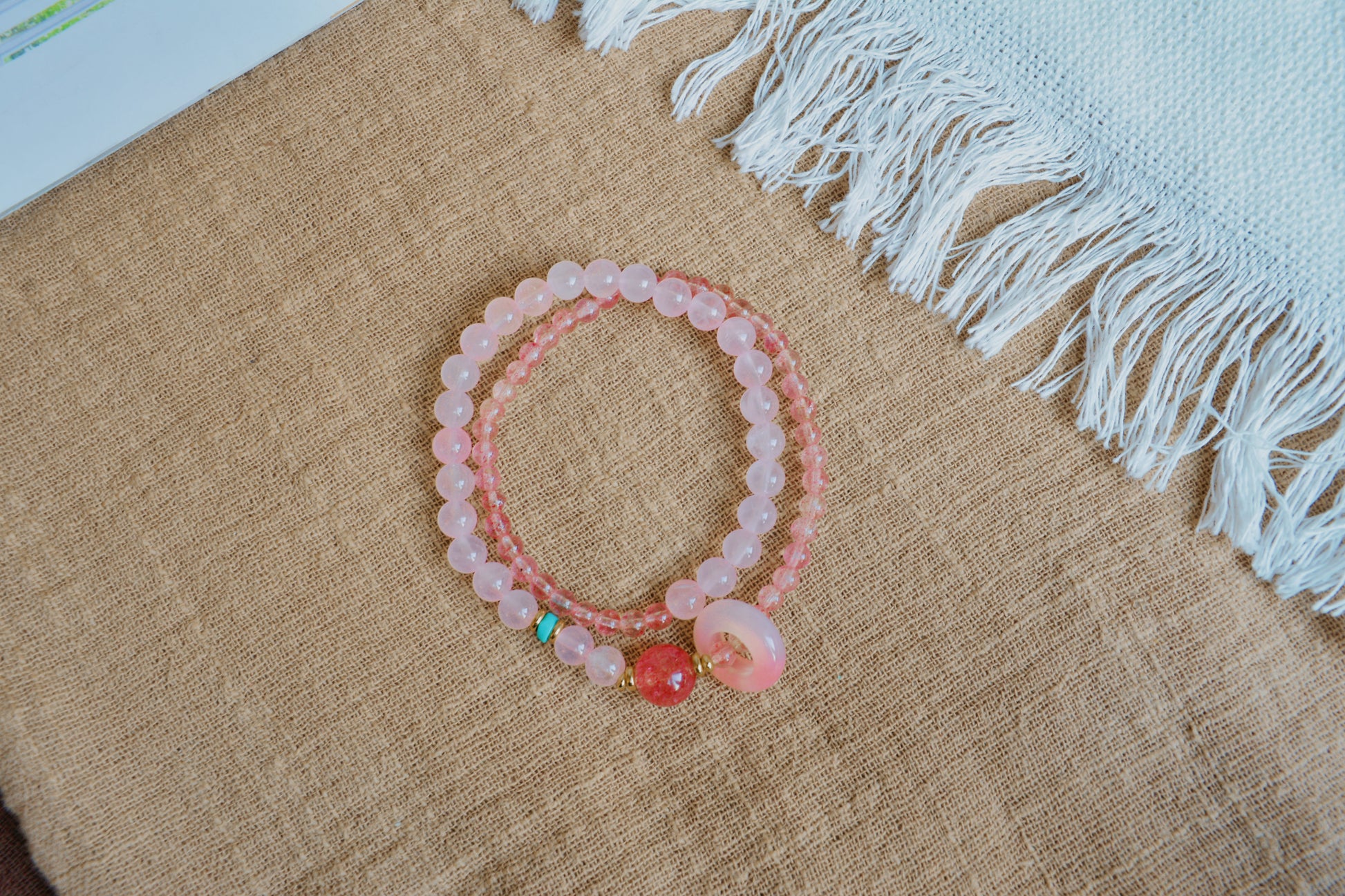 Eternal Blush｜Rosy Harmony Double Ring Bracelet