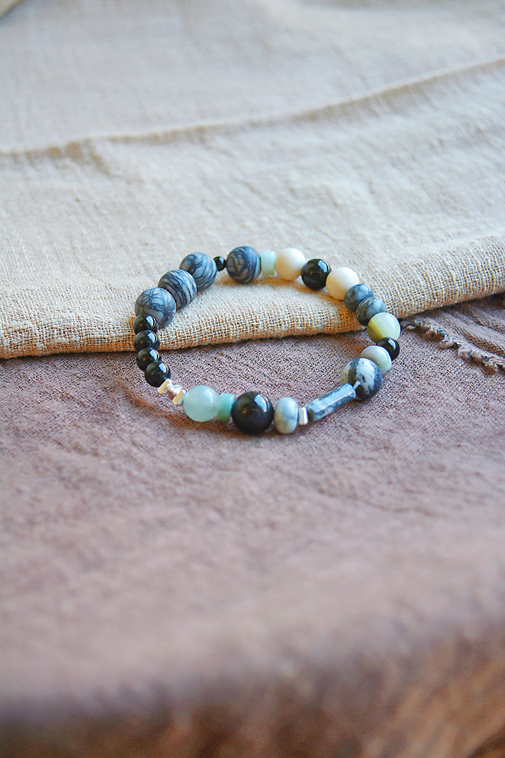 Stone Verse | Picasso Jasper & Sterling Silver Beaded Bracelet