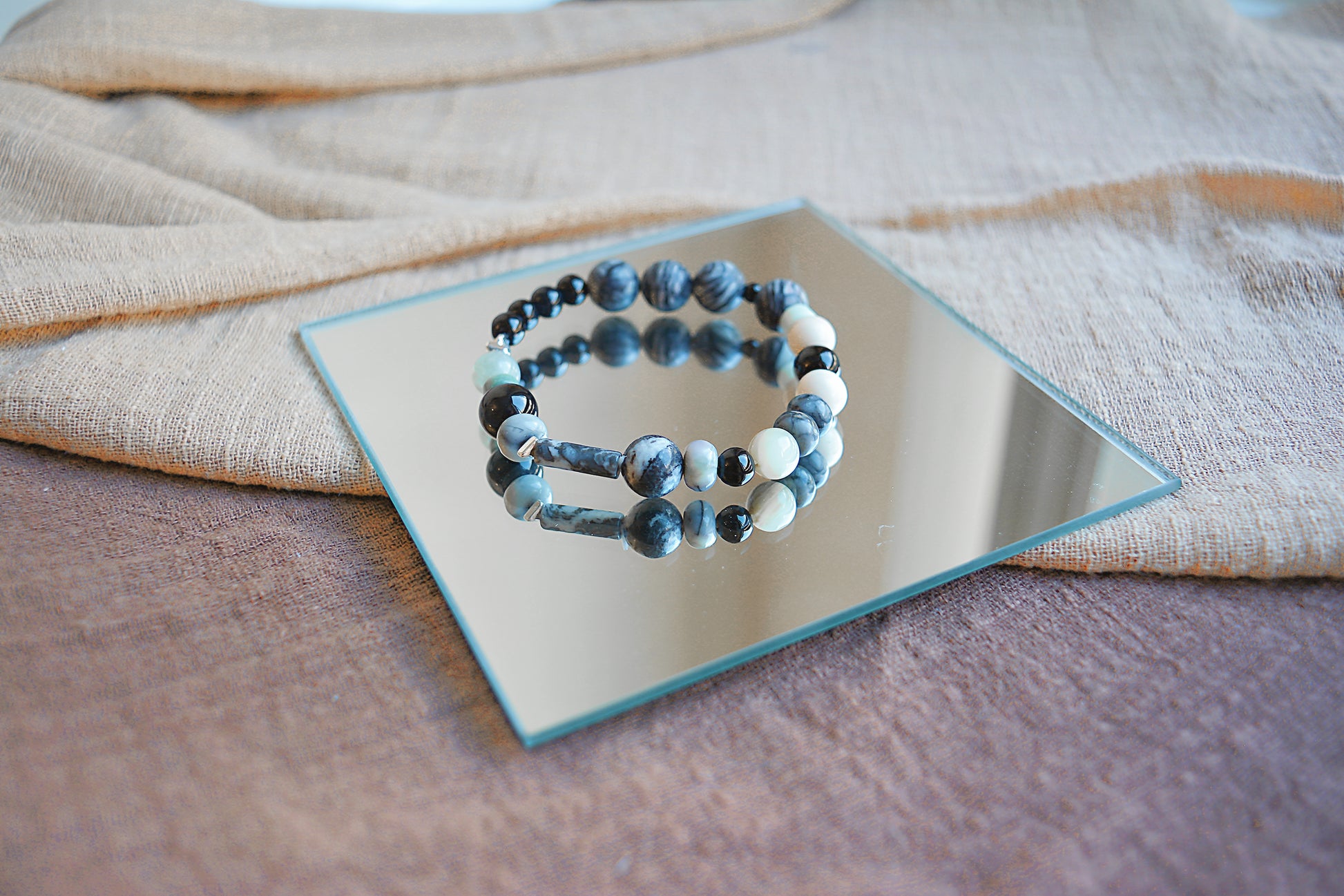 Stone Verse | Picasso Jasper & Sterling Silver Beaded Bracelet