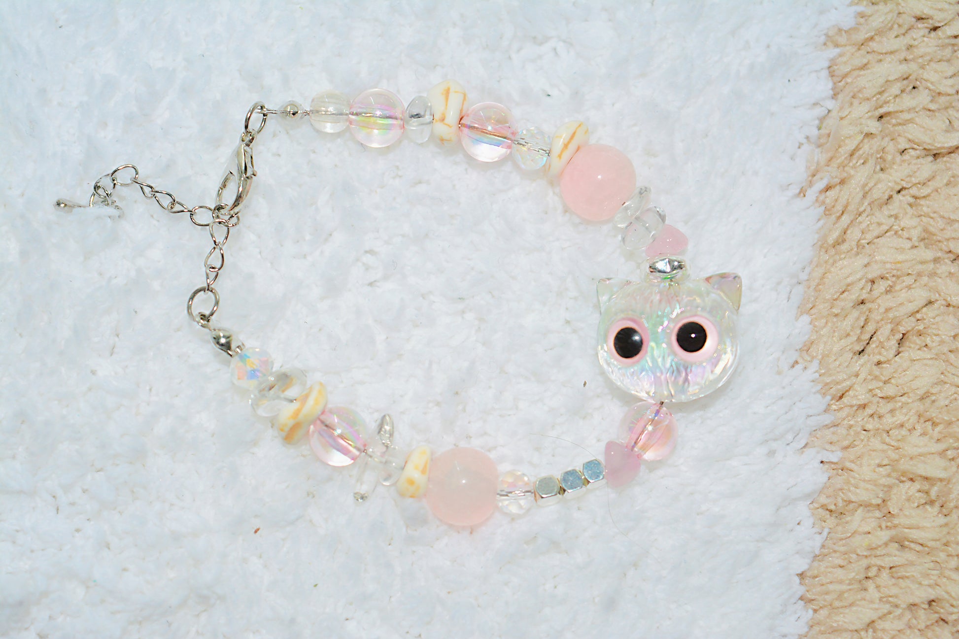 Stardust Whiskers｜Pastel Pink Cat Charm Bracelet