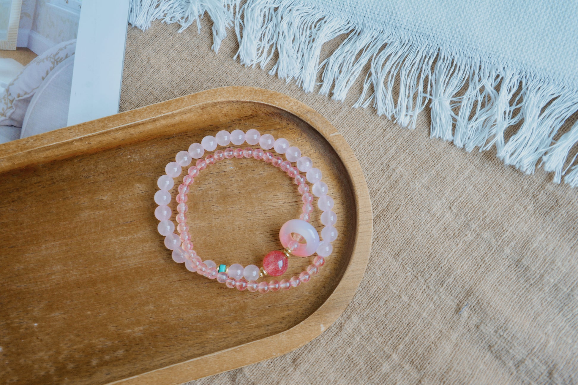 Eternal Blush｜Rosy Harmony Double Ring Bracelet