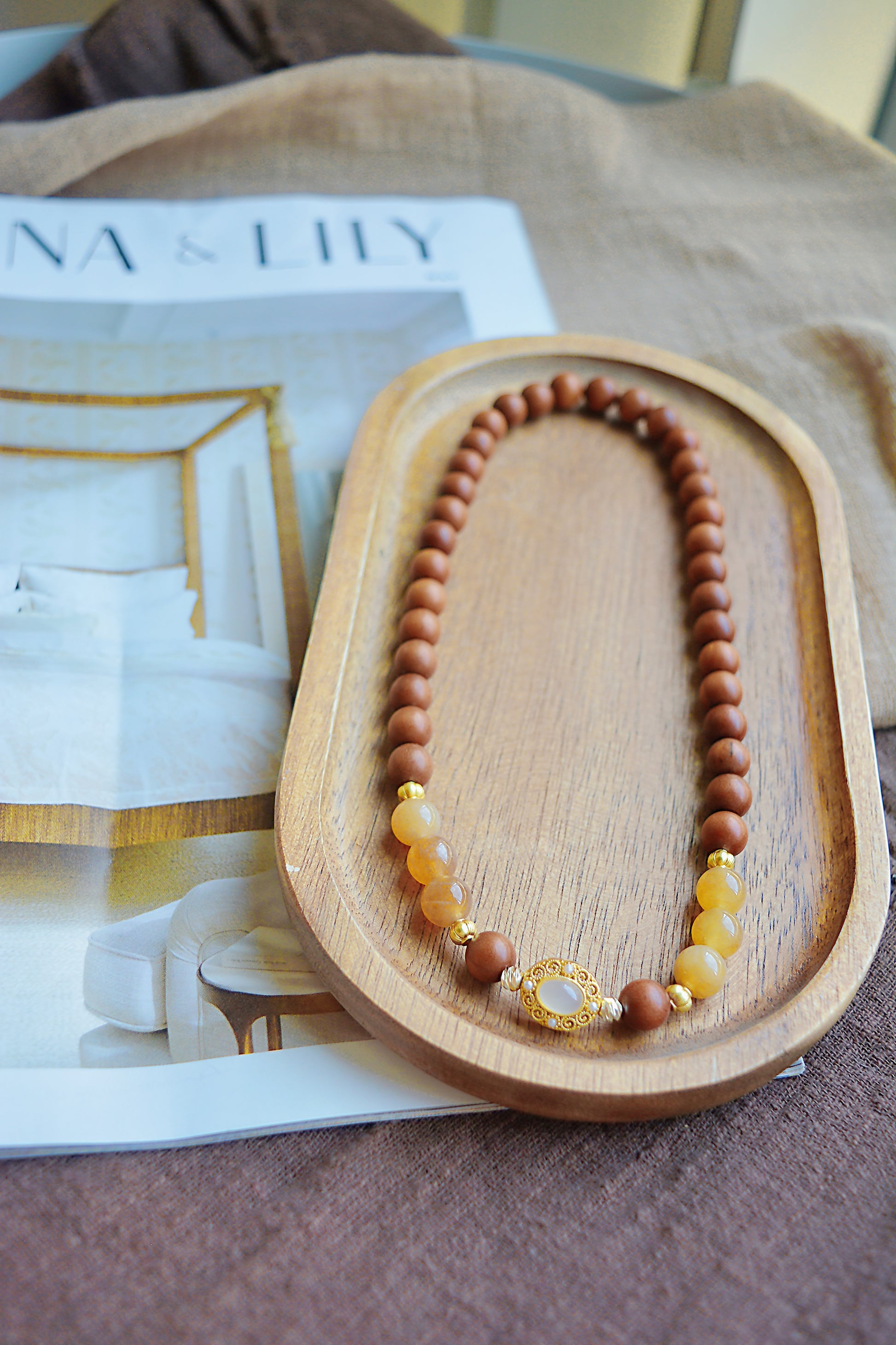 Whispers of Earth | Sandalwood & Jadeite Double Layer Bracelet