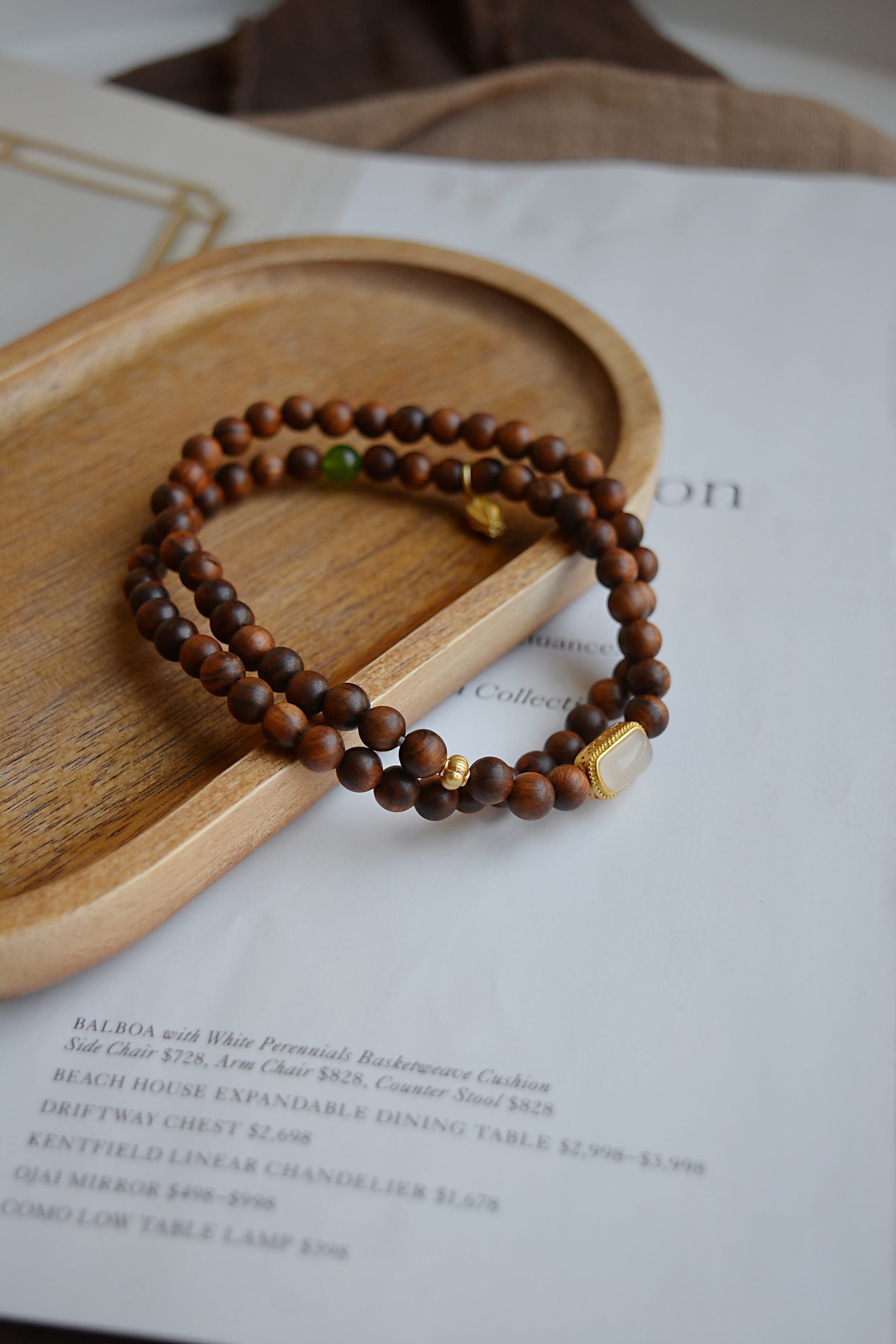 Woodlight Serenity | Double Wrap Rosewood & Goldstone Bracelet