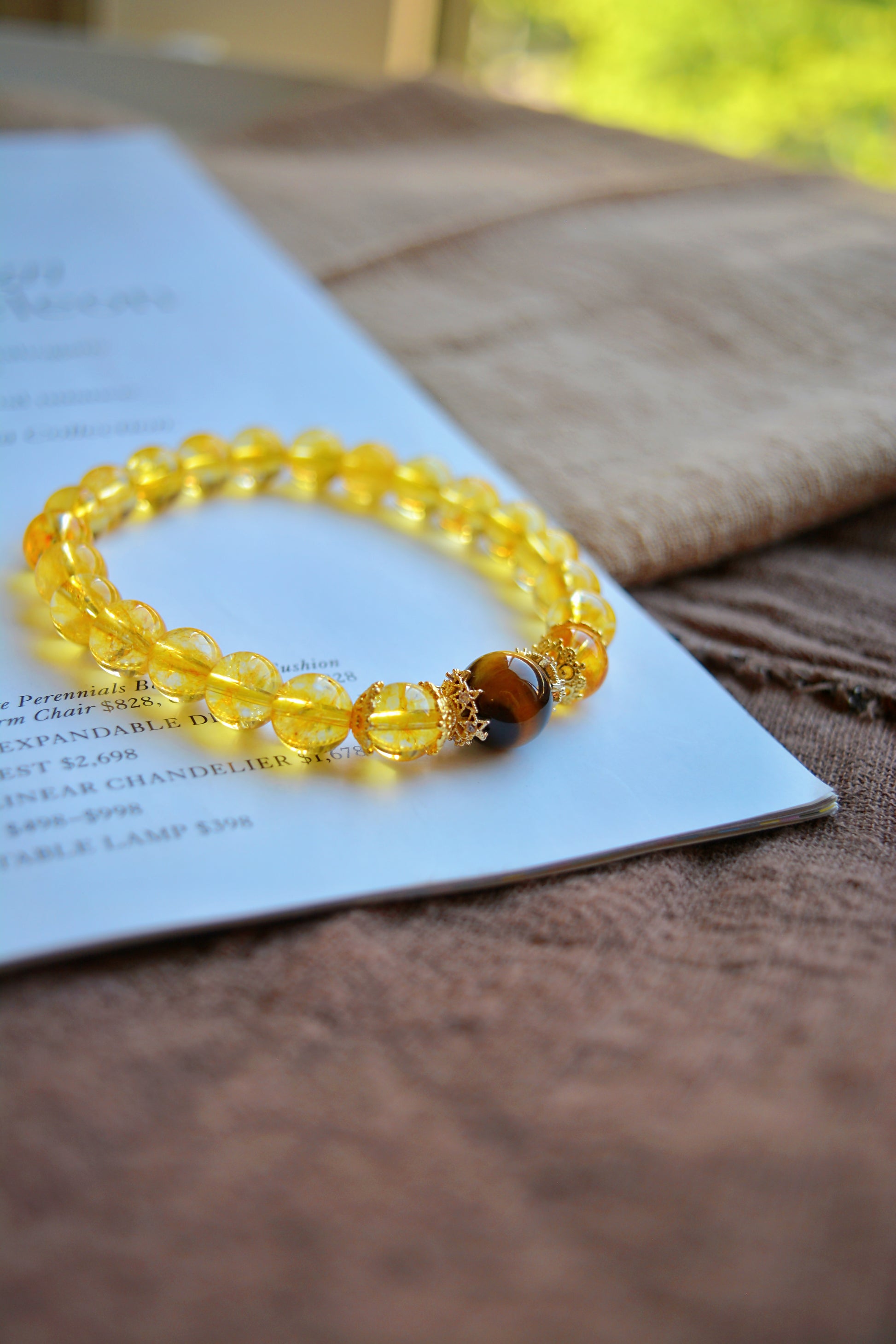 Golden Orbit | Citrine Rutilated Quartz & Tiger’s Eye Bracelet