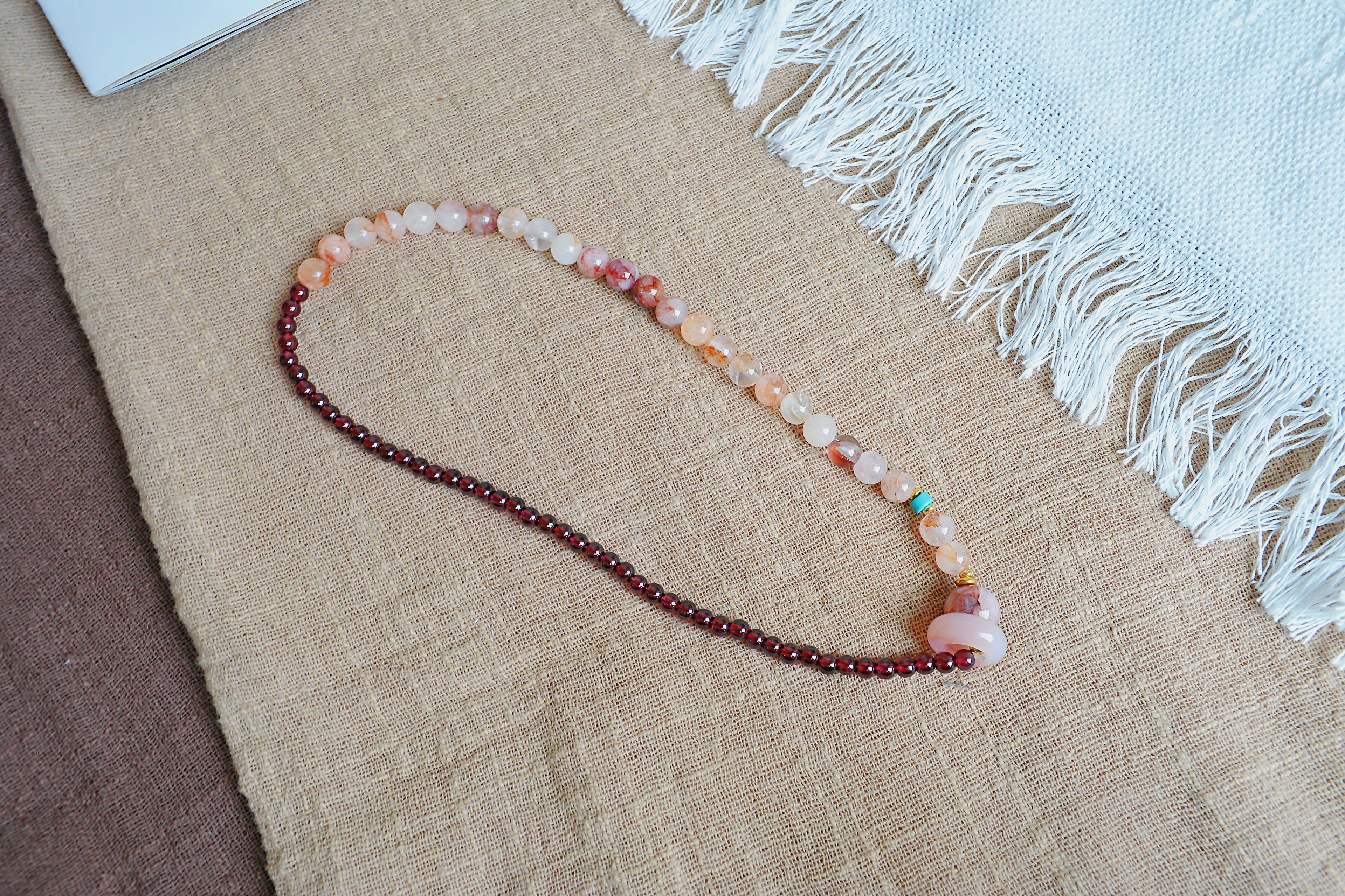 Putuo Garnet & Strawberry Quartz Double Wrap Bracelet
