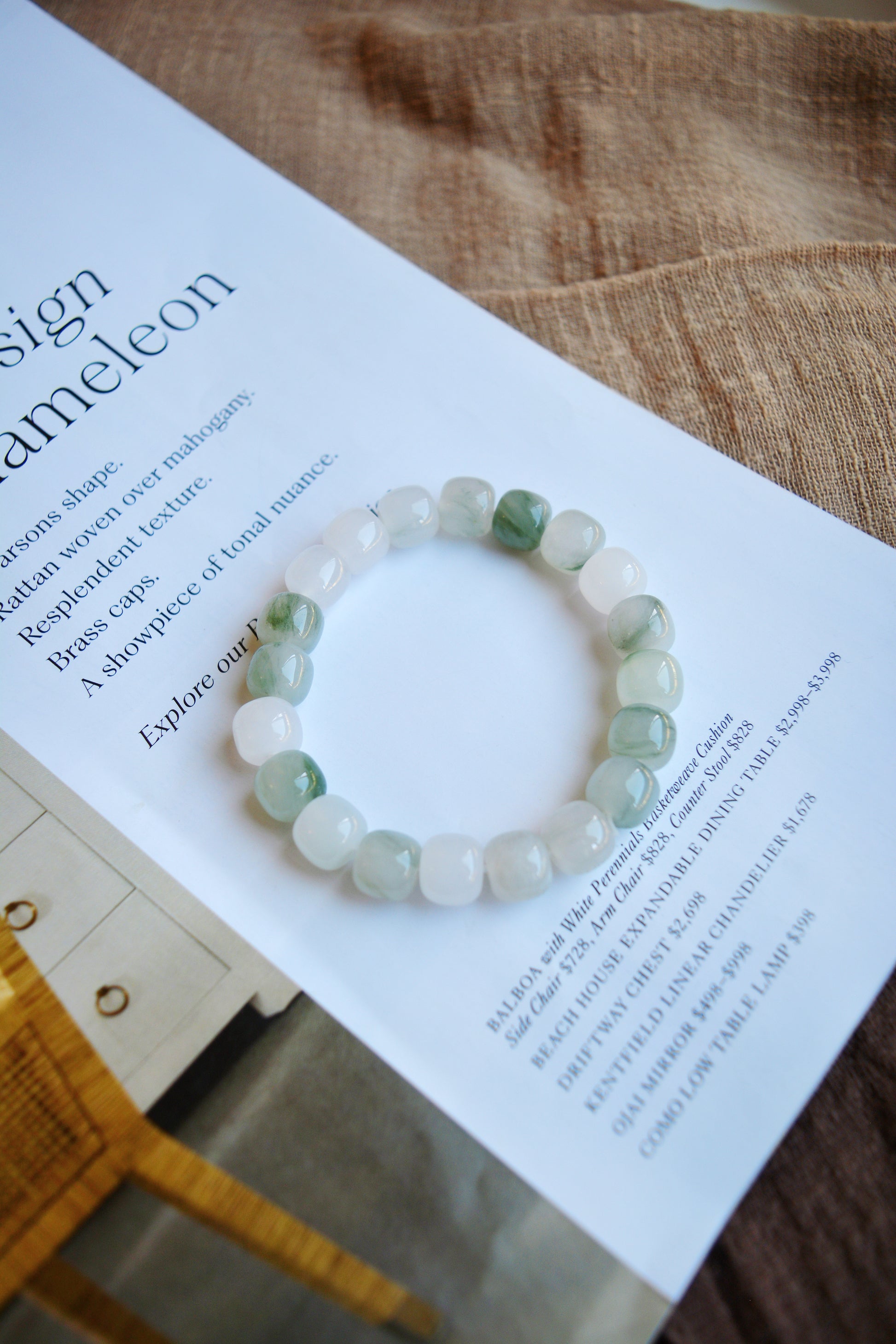 Mist & Still | White Jade & Pale Green Beaded Bracelet