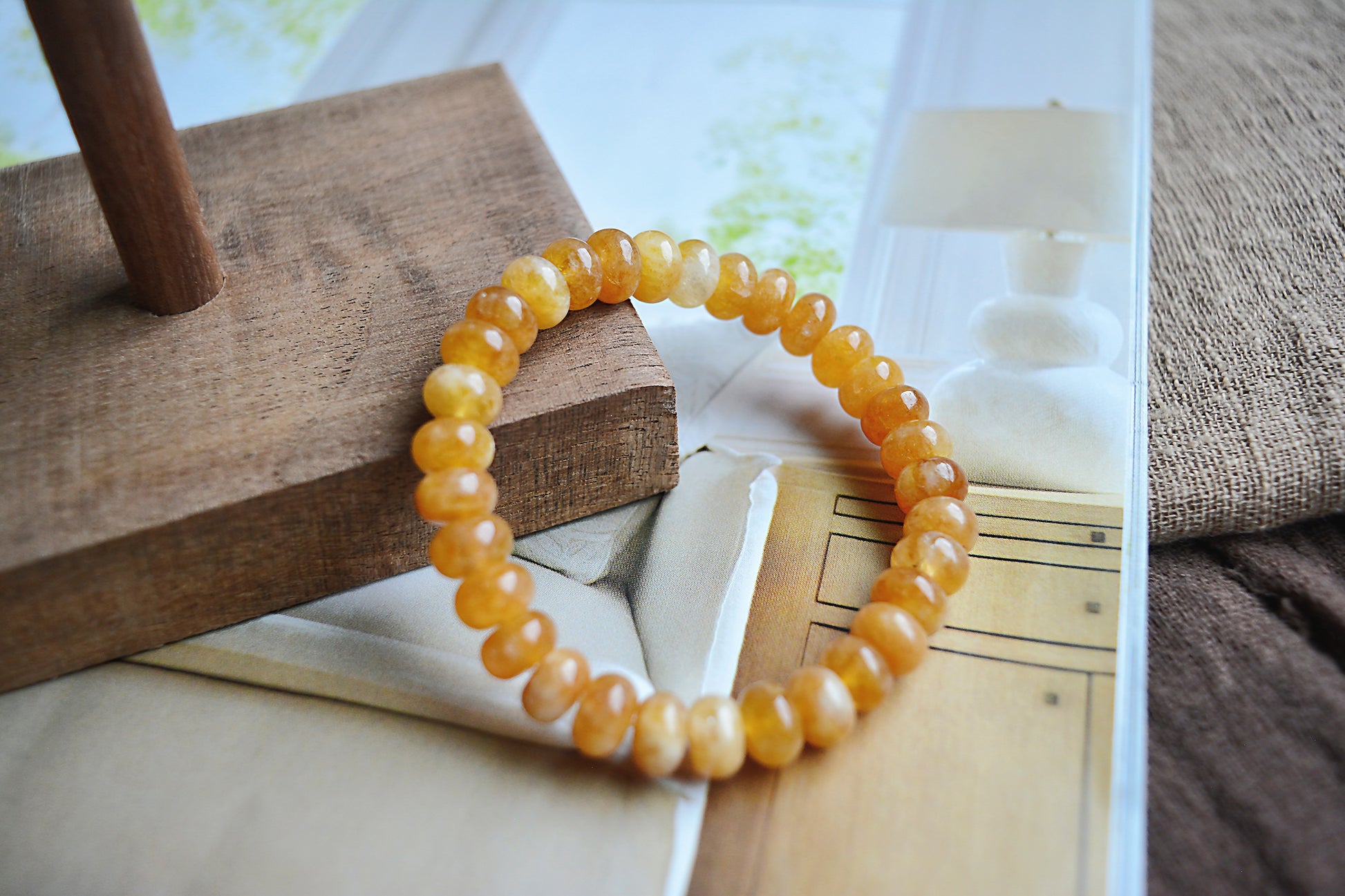 Whispers of Dawn | Yellow Jade Abacus Bead Bracelet