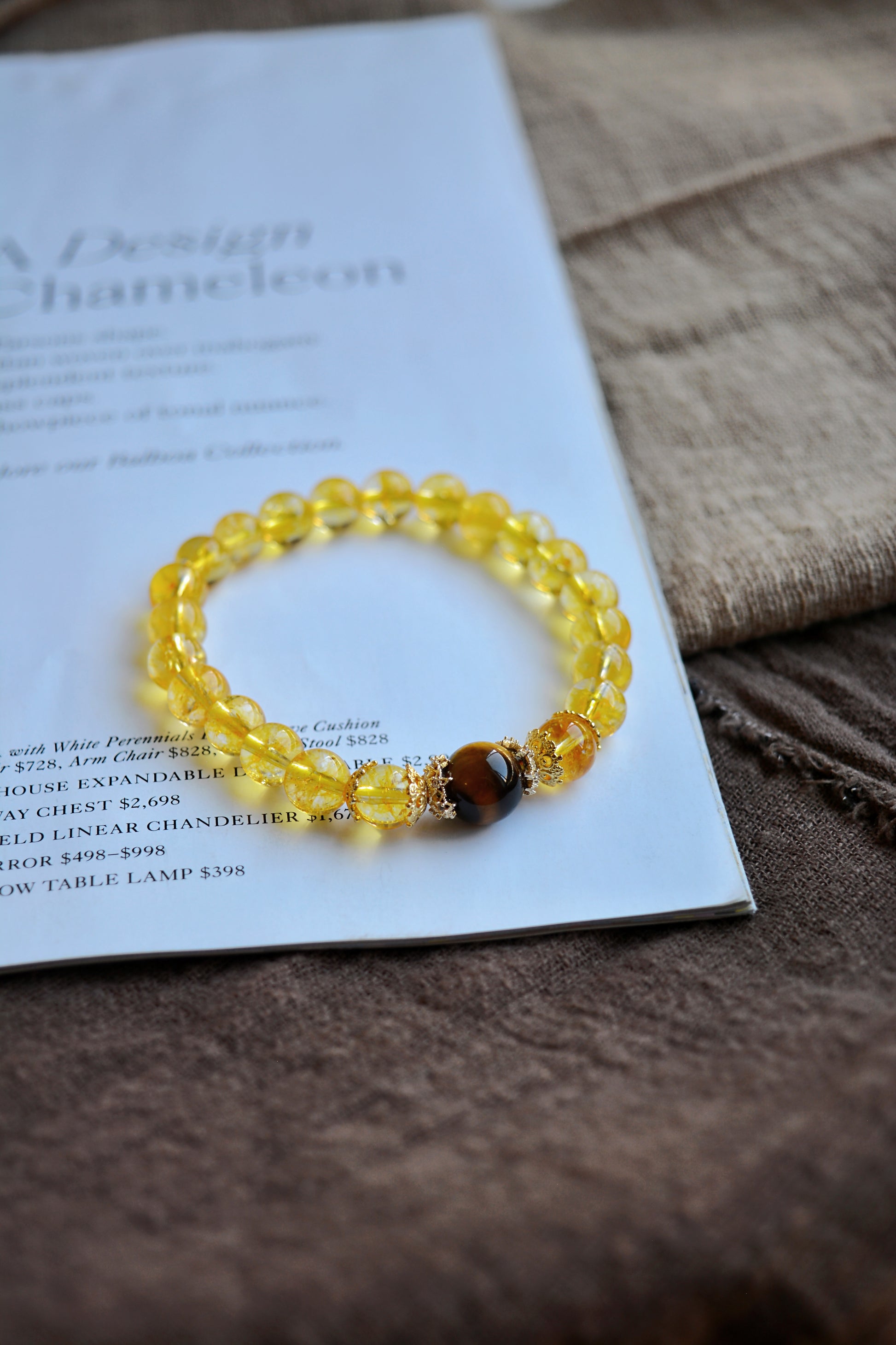 Golden Orbit | Citrine Rutilated Quartz & Tiger’s Eye Bracelet