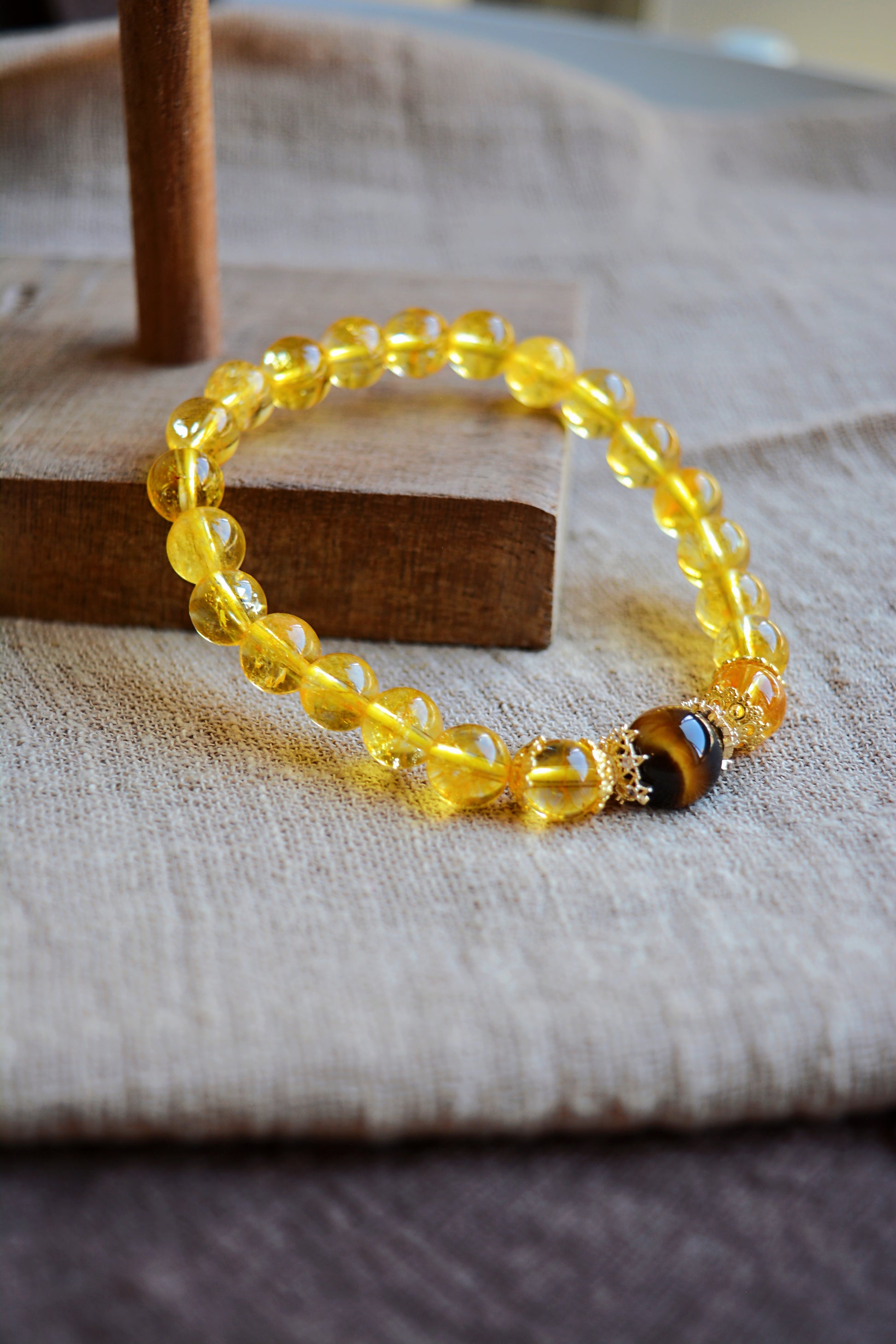 Golden Orbit | Citrine Rutilated Quartz & Tiger’s Eye Bracelet