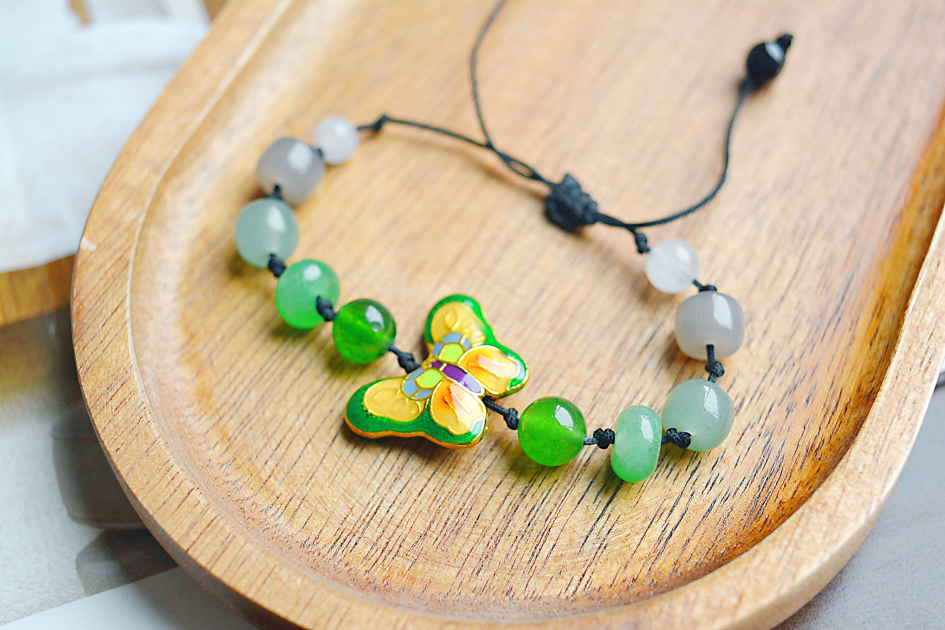 Whisper of Wings｜Butterfly Charm Adjustable Cord Bracelet