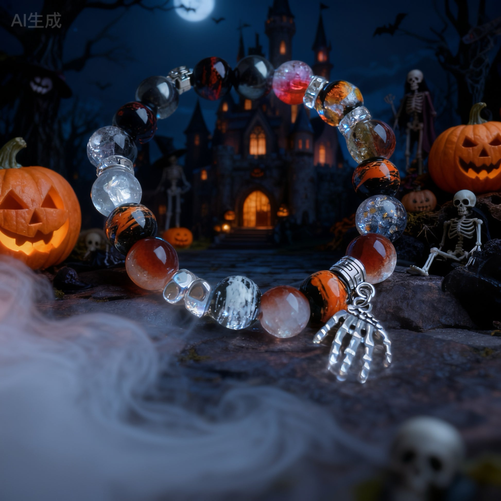 Whispers of the Underworld｜Halloween Inspired Glass Bead Bracelet