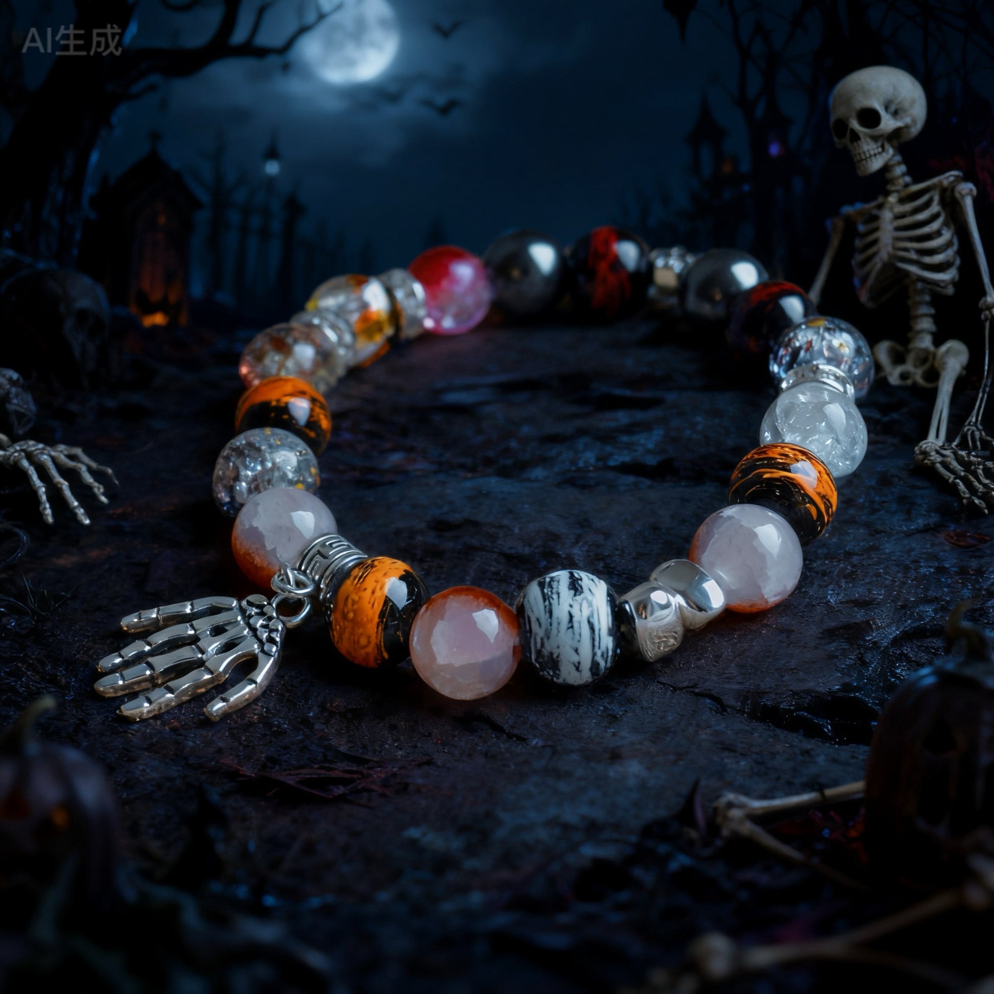 Whispers of the Underworld｜Halloween Inspired Glass Bead Bracelet