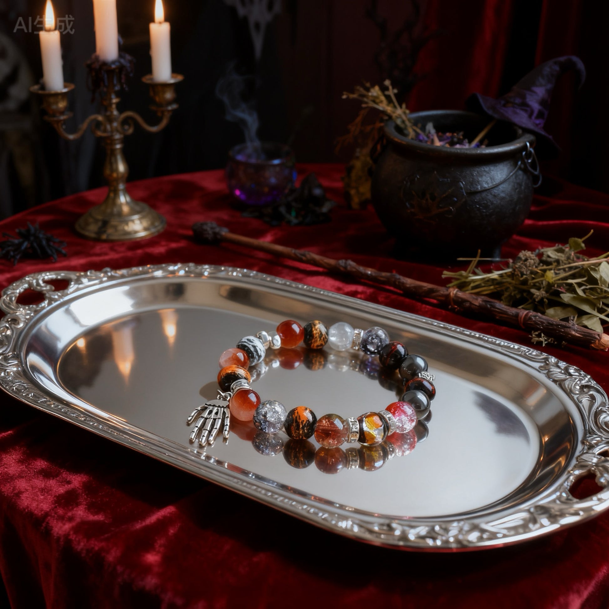 Whispers of the Underworld｜Halloween Inspired Glass Bead Bracelet